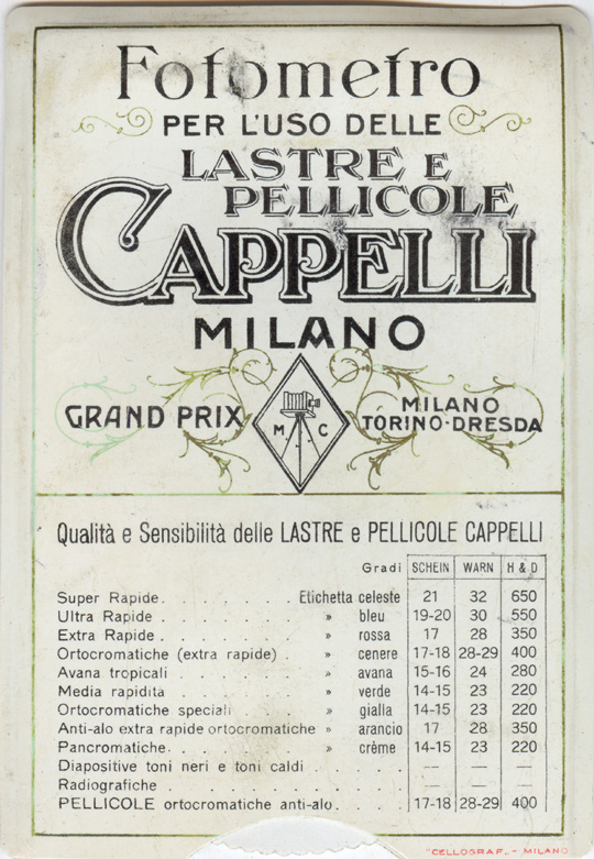 Cappelli - Milano Fotometro c 1930